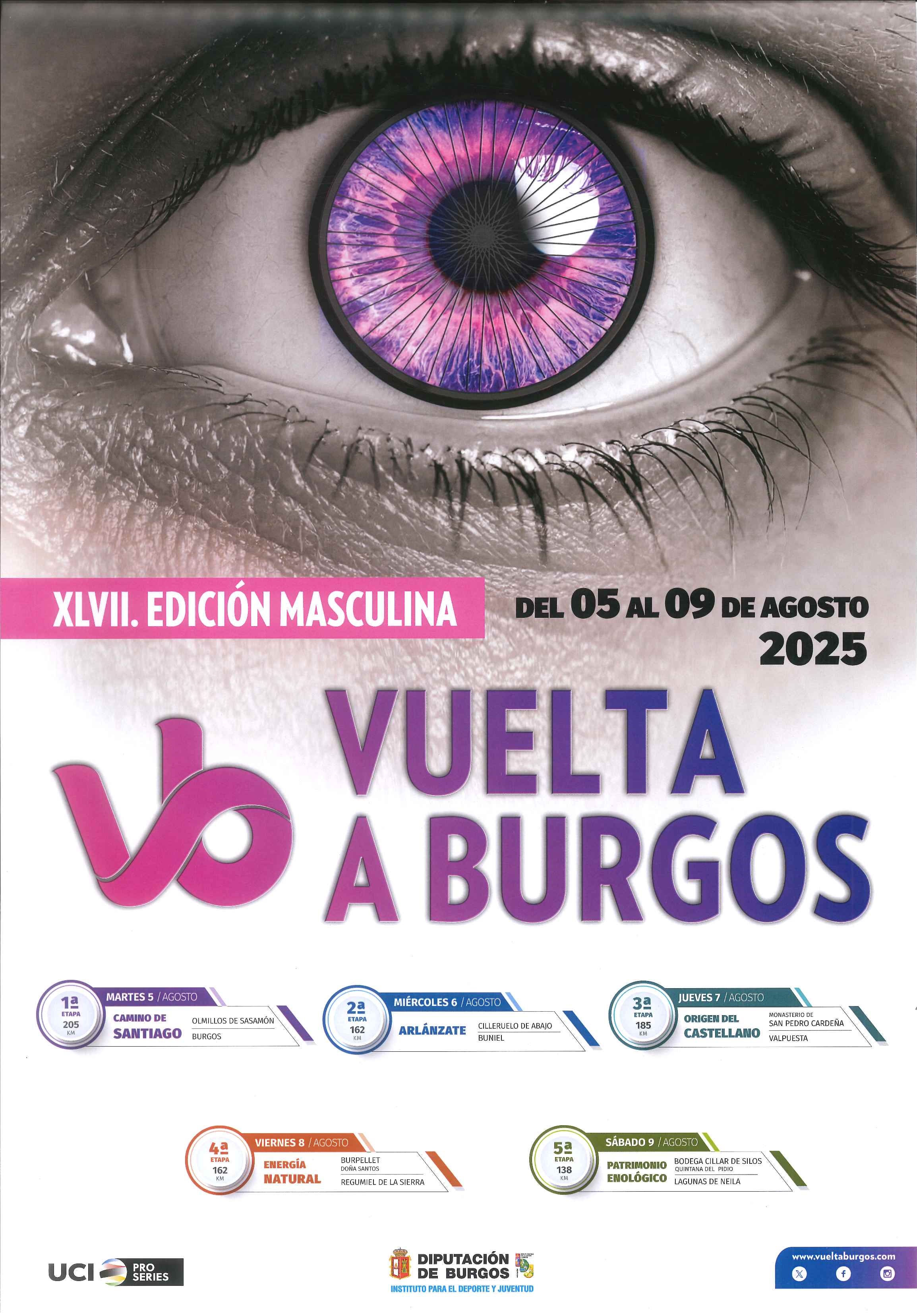 VUELTA A BURGOS 2025 . ETAPA 2º. FINAL EN BUNIEL. Horario, itinerario